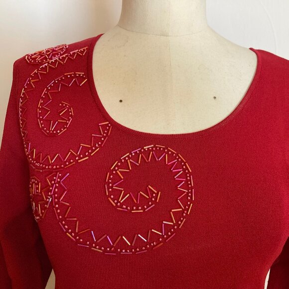 Hearts of Palm Swirl Beaded Knit Top - Picture 9 of 10